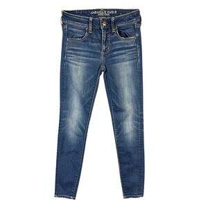 American Eagle Super Stretch‎ X Skinny Jeans Womens 0 Medium Wash Mid Rise AE